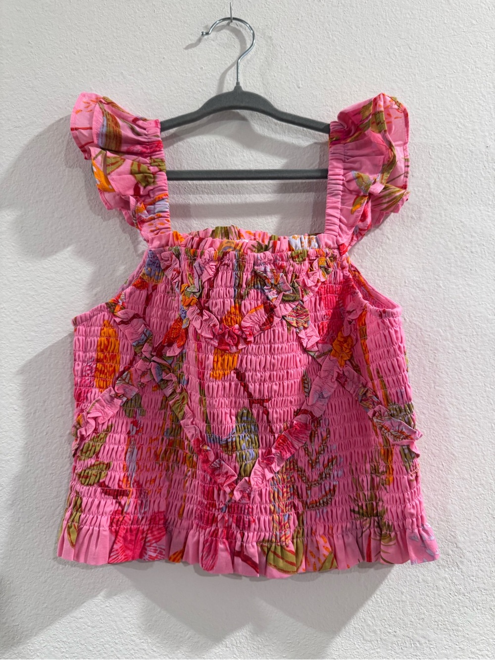 NWT Girls' Pink Floral Smocked Tank Top